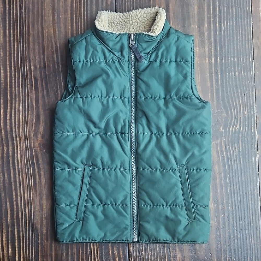 Carter's Green Vest with Cream Sherpa Collar